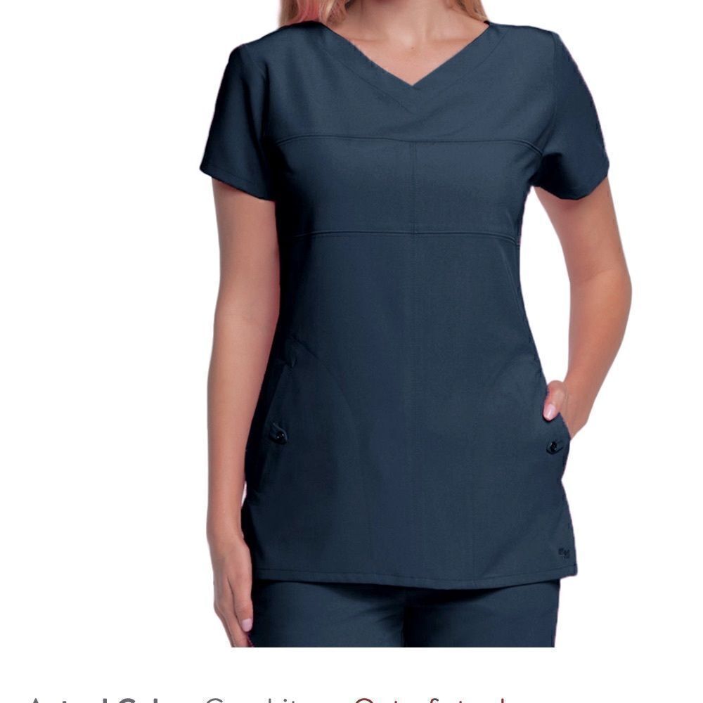 GREYS ANATOMY Signature 2 Welt Pocket V-Neck Scrub Top-XS NWT